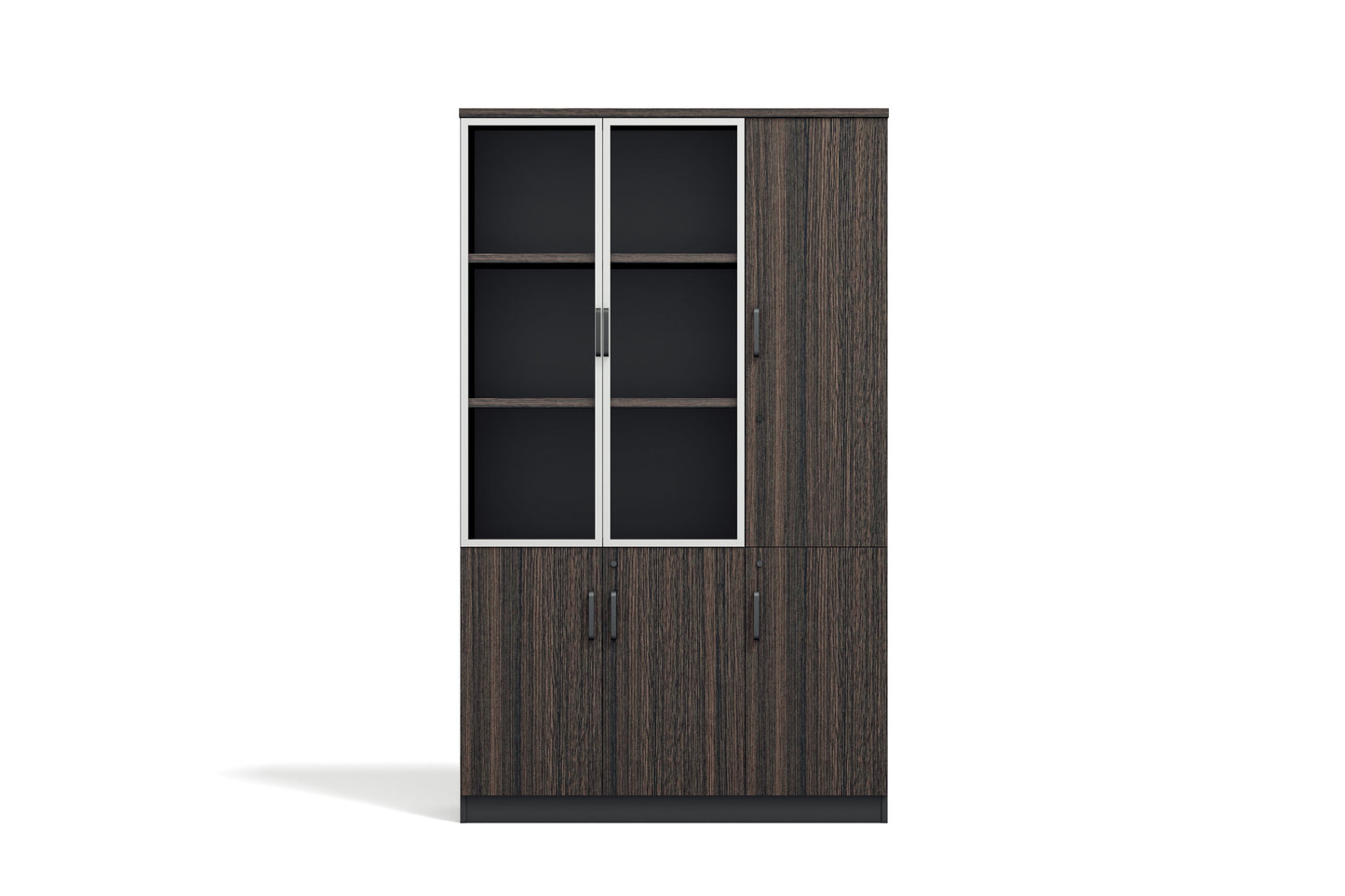 RYE Office Cabinet With 2 Glass Swing Doors - Dark Walnut