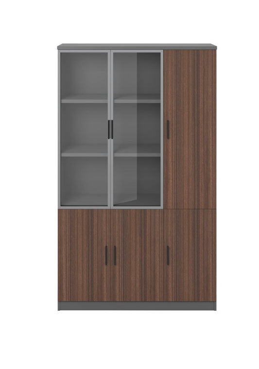 RYE Office Cabinet With 2 Glass Swing Doors - Brown Walnut