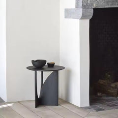 UNIK Nordic Style Hand Crafted Round Solid Black Modern Side Table