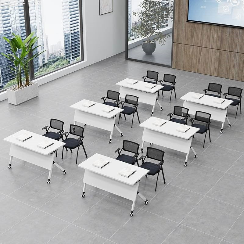 Folding Desk with Wheels Office Meeting Table Training Folding Study Table for Two