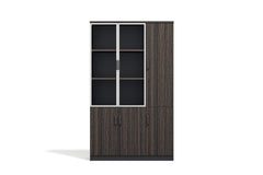 RYE Office File Cabinet with 2 Glass Swing Doors and Three Bottom Swing Doors