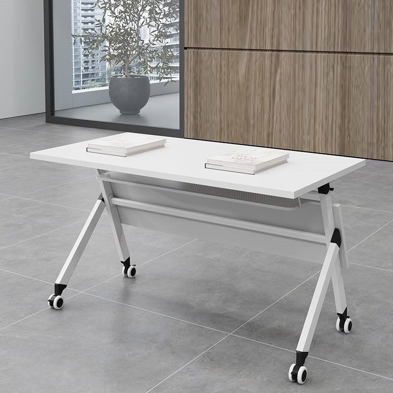 Folding Desk with Wheels Office Meeting Table Training Folding Study Table for Two