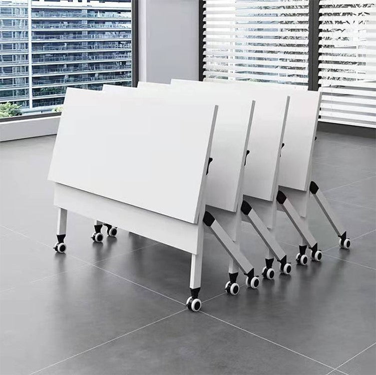 Folding Desk with Wheels Office Meeting Table Training Folding Study Table for Two