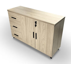 BIRCH Office Storage Cabinet with 3 Drawers and Two Swing Doors