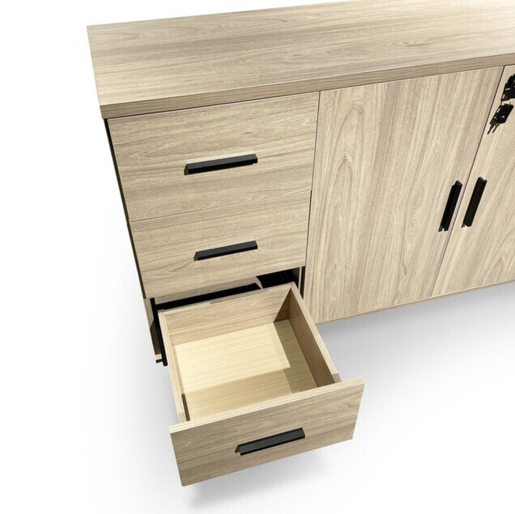 BIRCH Office Storage Cabinet with 3 Drawers and Two Swing Doors