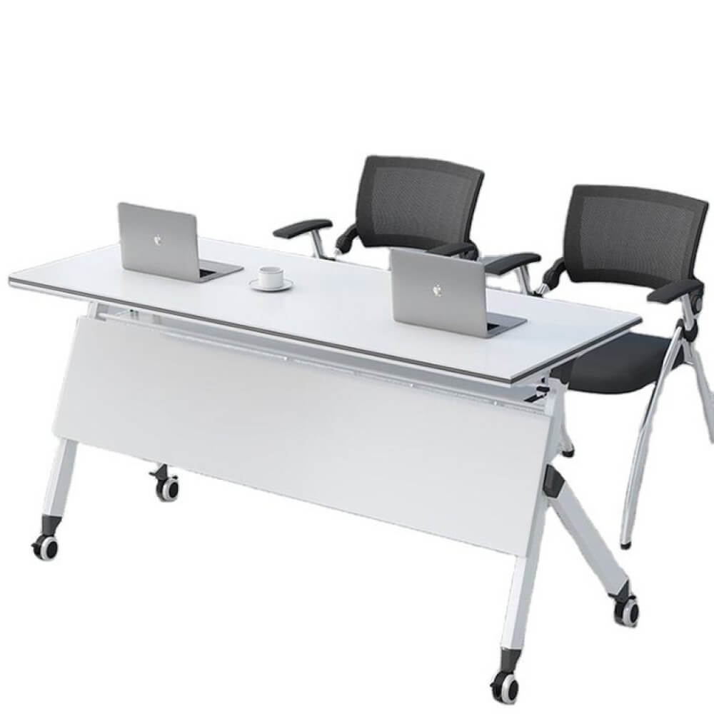 Folding Desk with Wheels Office Meeting Table Training Folding Study Table for Two