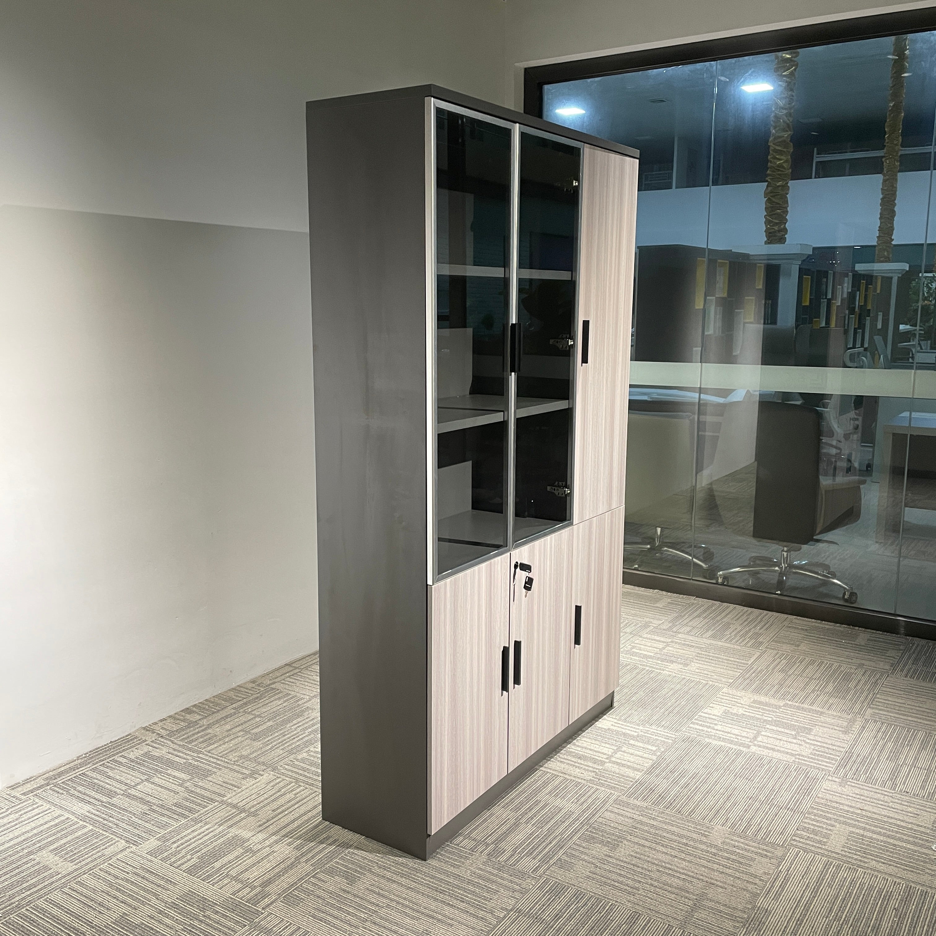 RYE Office Cabinet With 2 Glass Swing Doors - Purple Eucalyptus