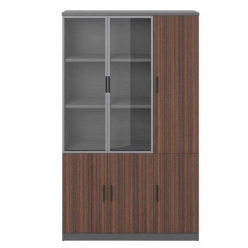 RYE Office Cabinet With 2 Glass Swing Doors - Brown Walnut