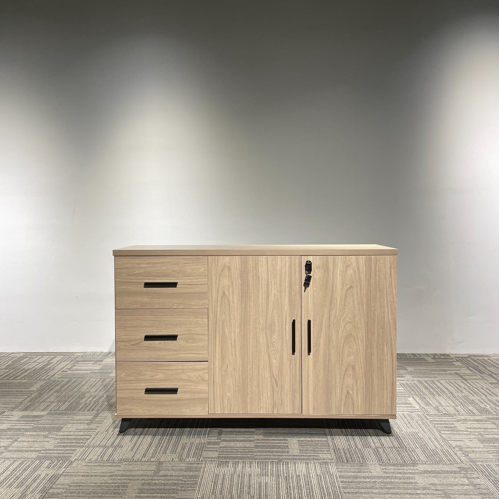 BIRCH Office Storage Cabinet with 3 Drawers and Two Swing Doors