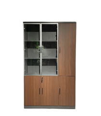 RYE Office Cabinet With 2 Glass Swing Doors - Brown Walnut